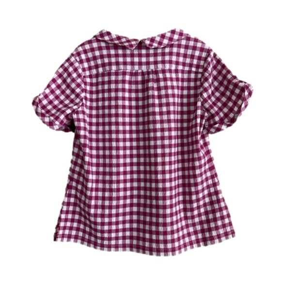 Vintage Pendleton gingham check gauzy reversed Peter Pan collar blouse size XL - Picture 3 of 13